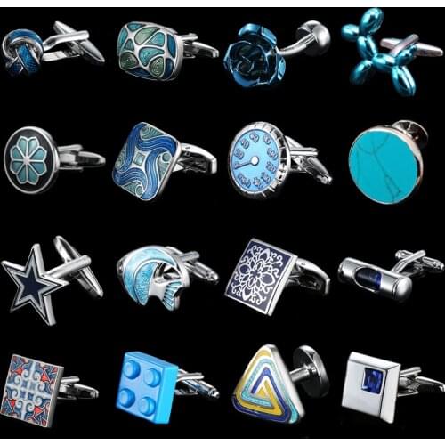 DY Exquisite design Blue Enamel French shirt Cufflinks summer new classic style high quality brass enamel zircon Cufflinks