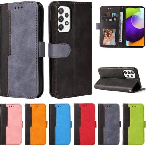 Protection Case for Samsung Galaxy S21 FE S20 Ultra S10 Plus A82 A22 A72 A52 A32 A42 A12 A11 A51 A71 A50 Leather Splicing Cover