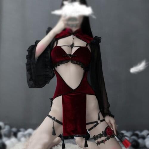 Sex Erotic Baby Doll Sleepwear Sexy Lingerie Open Bust Dress Halloween Cosplay Fancy Dress Set Sexy Nightgowns