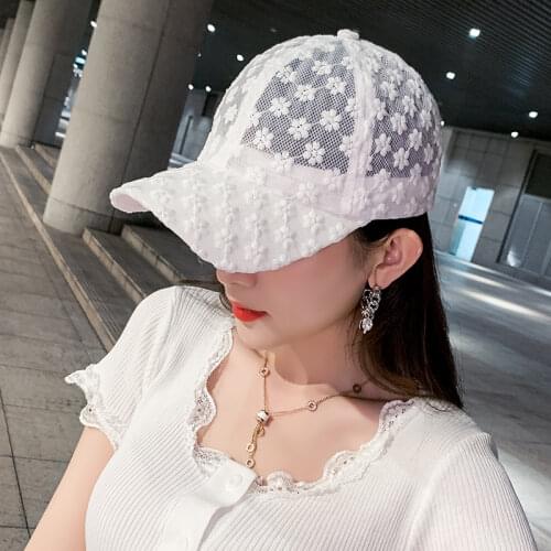 Womens Lace Small Flower Baseball Caps Breathable Mesh Floral Hat Gorras Summer Cap Snapback Casquette Visor Cap