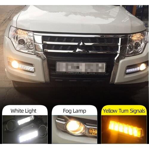 Car Flashing 1 Pair For Mitsubishi Pajero Montero 2015 2016 2017 2018 Daylight Car LED DRL Daytime Running Lights fog lamp cover