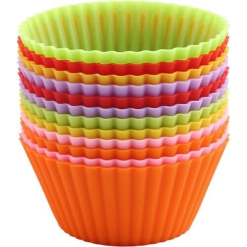 Hot 12 pcs Home Kitchen Use Silicone Cake Muffin Chocolate Cupcake Liner Baking Cup Cookie Mold Cupcake Baking Cake Mold