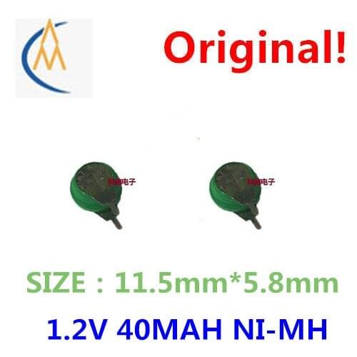 2PCS Brand new authentic Ni-MH button type Ni MH rechargeable battery / button 40mAh 1.2V with solder pin timer