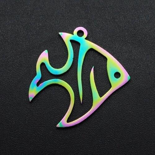 5pcs/lot 100% Stainless Steel Rainbow Sea Fish DIY Charm Pendant Wholesale Jewelry Necklace Charms Custom Service OEM Order