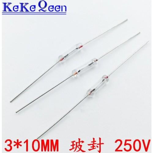 50PCS/LOT 3x10MM 3*10 Fast Quick Blow Glass Fuses With Pin Assortment 3*10mm Glass Sealing Tube 250V F0.5A 1A 1.5A 2A 3A 5A