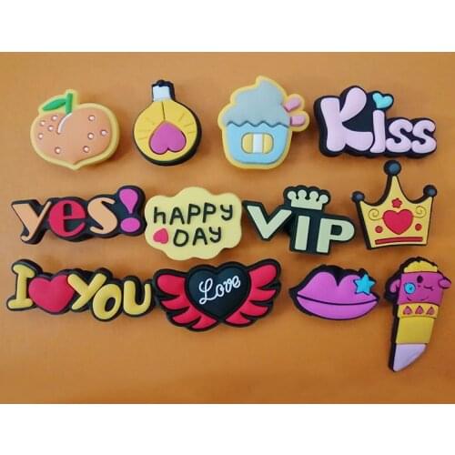 PVC Shoe Accessories Cute Kiss Letter Crocodile JIBZ Shoe Buckle Decoration