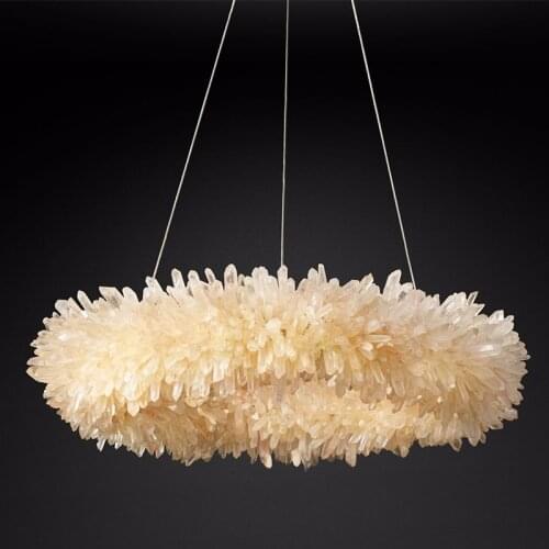 American minimalist modern natural crystal quartz crystal chandelier personality creative engineering villa hotel club light