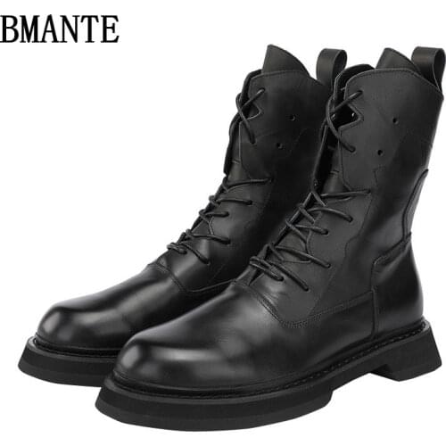 Mixed Colors Flats Spring Black Shoes Men Owen Shoes Trainers Lace-Up Zip Sneaker Genuine Leathe Male High Top Ankle Boots