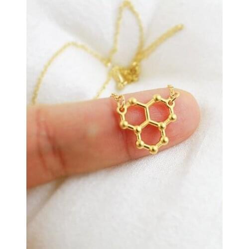 Ice Hydro Water H2O Molecule Structure Necklace STEM Science Chemistry Hormone Formula Serotonin Dopamine Molecular Necklaces