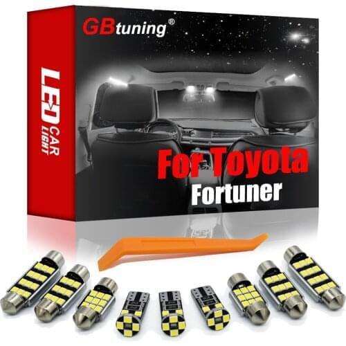 GBtuning Error Free LED For Toyota Fortuner MK1 MK2 (05-19) Car Dome Trunk Bulb Lamp Accessories Interior Reading Room Light Kit