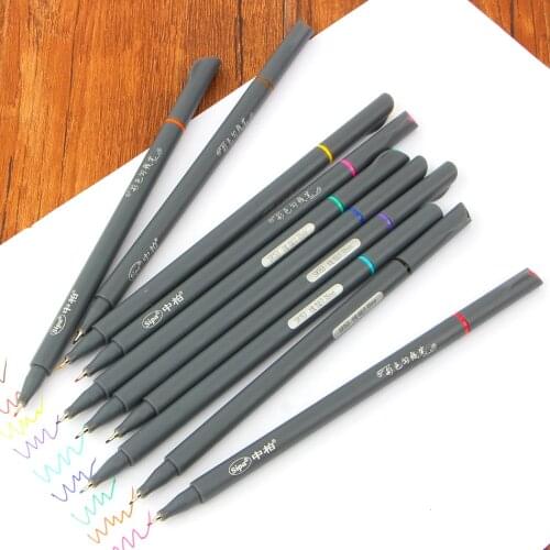 10pcs Color gel pen Drawing For Manga Cartoon Water 0.38mm Color Pen art hook Office School Suplies Stationery