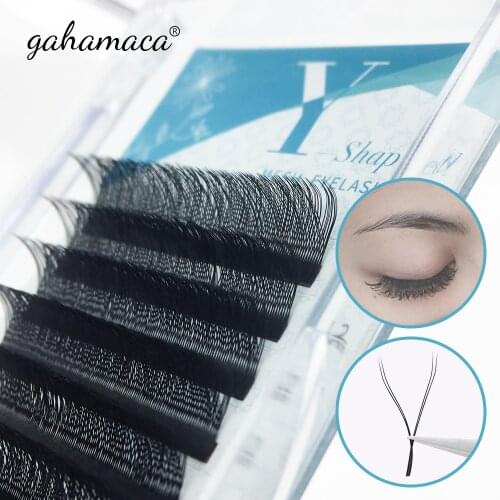 GAHAMACA YY Shape Premade Volume Fans Black Eyelashes Extensions Two Tip Lashes C/D Curl Individual False Lash