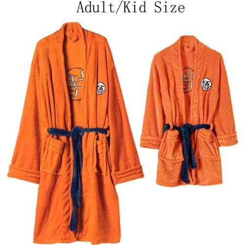 Anime Adult Kid Dragonns Ball Cosplay Bathrobe Man Women Bath Robe Sleepwear Costume Goku Pattern Plush Robe Cartoon Pajamas
