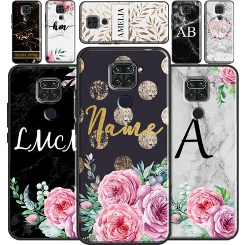 PERSONALISED FLORAL MARBLE INITIALS NAME For Xiaomi Redmi 9T 9C 9A K40 Case For Redmi Note 10 Pro Note 9 8 Pro Note 8T 9S Cover