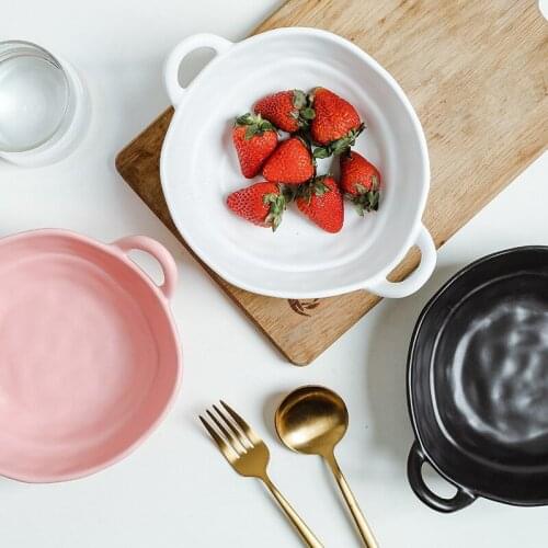 Spread The Ceramic Binaural Bowls Household Tableware Instant Noodles Single Dessert Fruit Salad Bowls and Lamian Noodles Bowls