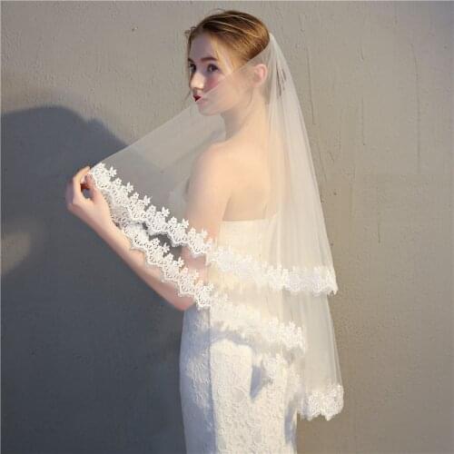 Elegant 2layer Wedding Veil Lace Water soluble lace Bridal Veil with Comb Velo Novia Wedding Accessories