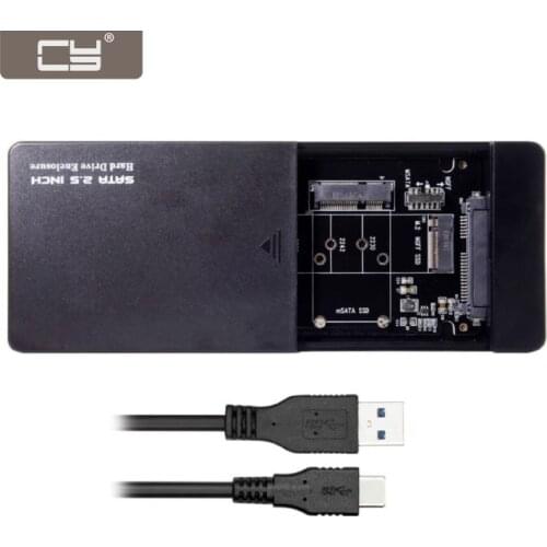 CY Combo M.2 NGFF B-key & mSATA SSD to USB Type-C Converter Case Enclosure with Switch