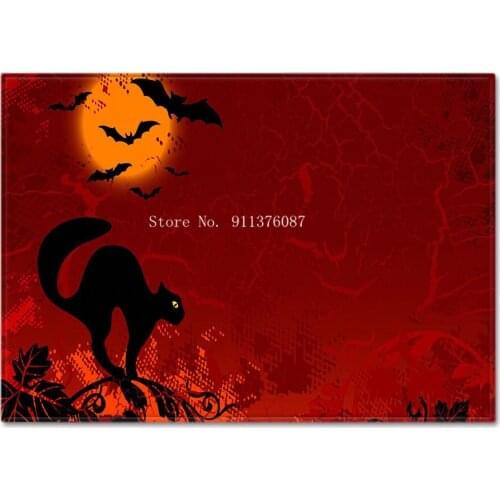 Halloween Cartoon Bat Black Cat Children Home Decor Carpet Prank festival Party Bedroom Living room dress up Anti-slip carpet