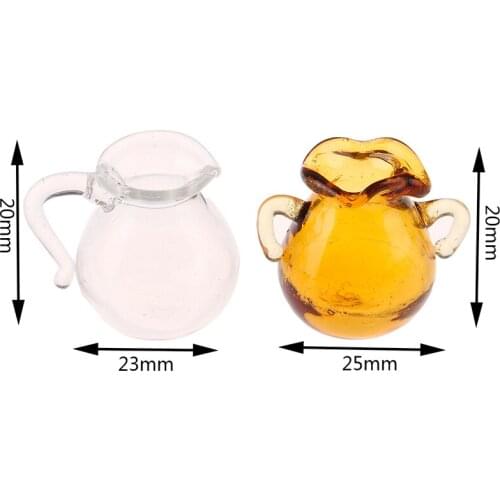 Mini 1/12 Dollhouse Miniature Accessories Glass Fruit Juice Pot Simulation Kettle Model Toys for Doll House Decoration