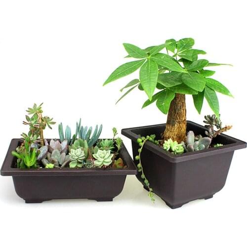 Multi-size Flower Pot Balcony Square Bonsai Pots Creative Square/Rectangle Imitation Sand Plant Tray Cube Garden Flowerpots