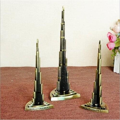2017 Building Model Dubai Burj Khalifa Tower Metal Model Ornaments Home Decor Gift for Friends Architectural Teacher