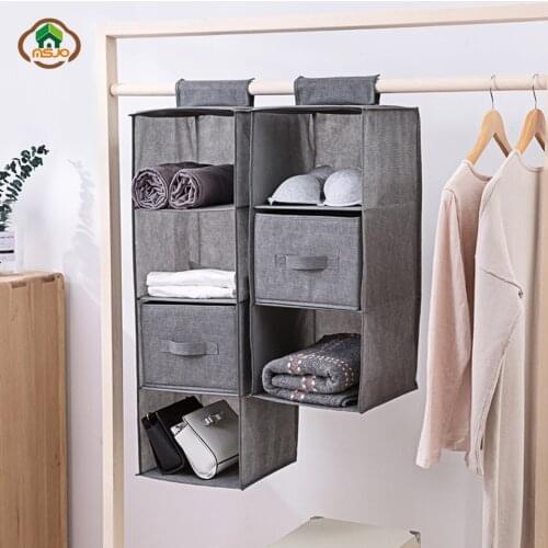 Msjo Wardrobe Organizer Cotton Linen Storage Bag For Wardrobe Organizer Pocket Drawer Towel Blanket Underwear Closet Hanging Bag