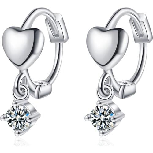 New 925 Sterling Silver Earrings Heart Shape 18K Gold Earrings Woman Glamour Jewelry Gift