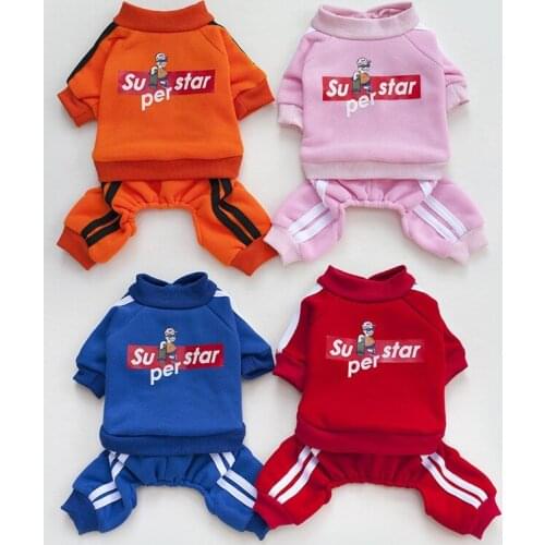 Autumn And Winter New Fashion Cute Cotton Teddy Bichon Pet Clothing Pet Dog Striped Letter Suit Sweater Fashion Sports