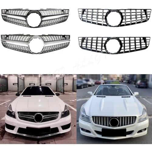 Car Front Racing Facelift Grill Upper Billet Bumper Grille Cover For Mercedes-Benz R230 2008-2012