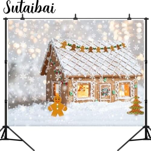 Christmas Background Xmas Gingerbread Man Backdrop Candy House Backdrops Photograpy Video Studio Props