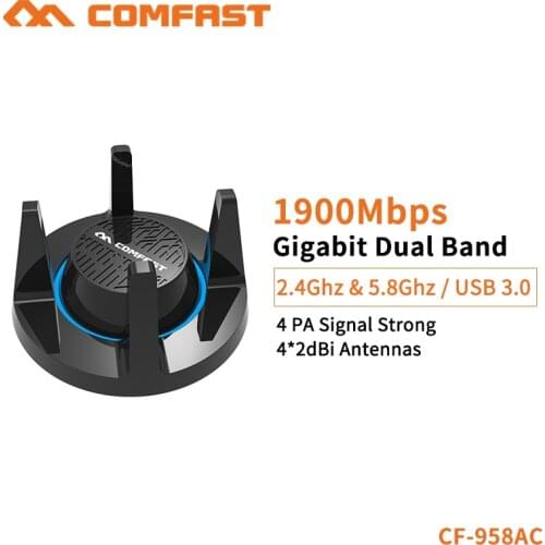 Comfast Gigabit E-sport Network Card 1900Mbps High Power 2.4G&5.8G USB 3.0 PC Lan Dongle Receiver Windows/Mac OS CF-958AC