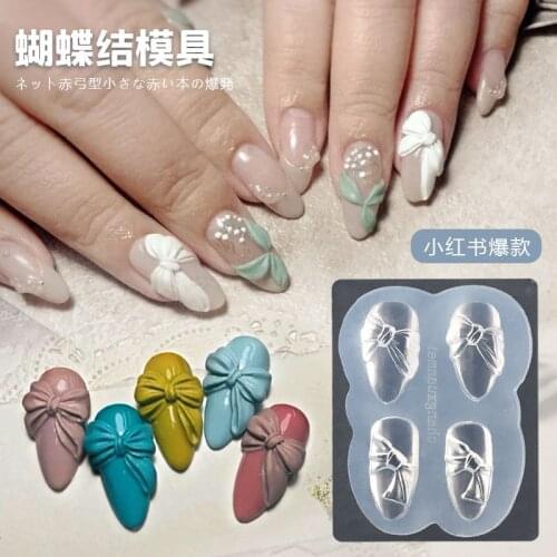 Nail art template Bear / Bow / love Design Mold Crystal Template Carving Mold Nails Transparent Silicone Silica Gel Molds