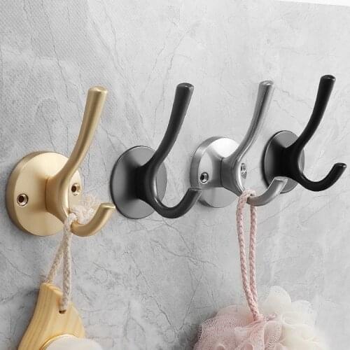 Modern Clothes Hook Single Hook Black Zinc Alloy Perforation-free Doors and Windows Furniture Door Decoration