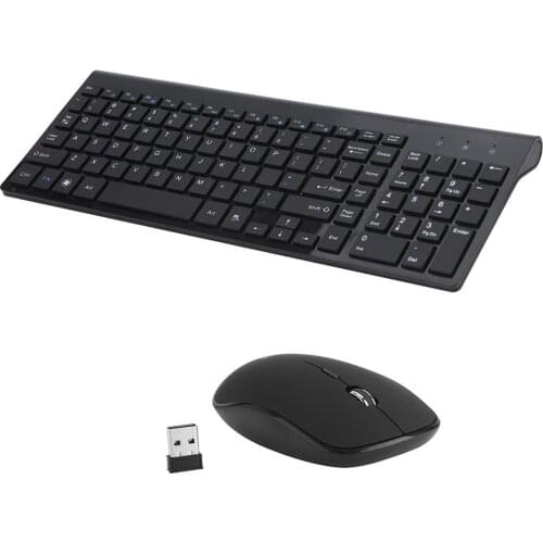 Ultra-thin 2.4G USB Wirelesss Mute Keyboard Mouse Kit For Smart TV Desktop PC