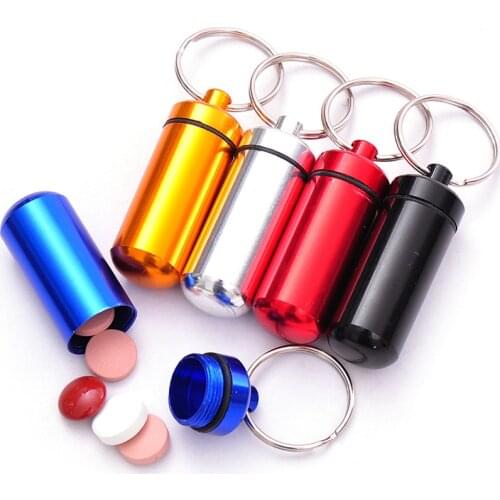 Waterproof Aluminum Pill Box Case Bottle Cache Drug Holder Container Keychain Medicine Box Health Care