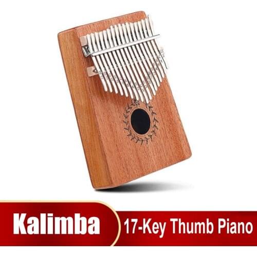 Premium Natural Mahogany Wood Kalimba Piano Musical Instruments Finger Piano With Tune Hammer Study Instruction Gift for Kids