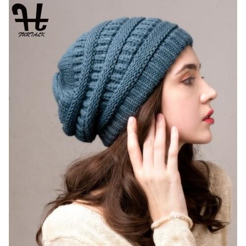 FURTALK Beanie Winter Hats for Women Knitted Slouchy Beanie Hat with Velvet Ladies Warm Winter Cap Korean Red Black Yellow Cap