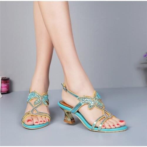 G-SPARROW 2018 Summer New Diamond Fashion Stiletto Sandals High Heels Pump Womens Shoes Luxury Female Sandal Large Size