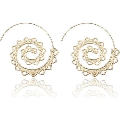 Spiral Hoop snowflake Earrings Set for Women Girls Vintage Tribal Swirl Earrings