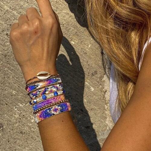 BLUESTAR 2021 Women MIYUKI Bead Bracelet Geometric Pattern Bracelets Shell Handmade MIYUKI Jewelry