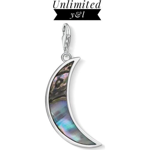 Colorful Mother of Pearl Moon Charms 925 Sterling Silver Shell Fit Thomas Style Bracelet Necklac Fashion Jewelry Women 2019 New