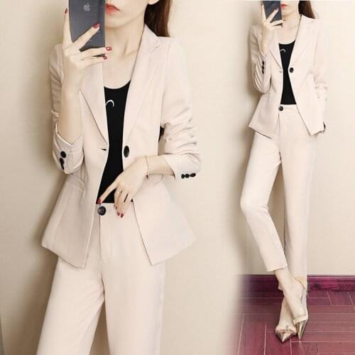 Ladies suit autumn new fashion temperament slim west decoration body versatile trousers womens suit two-piece