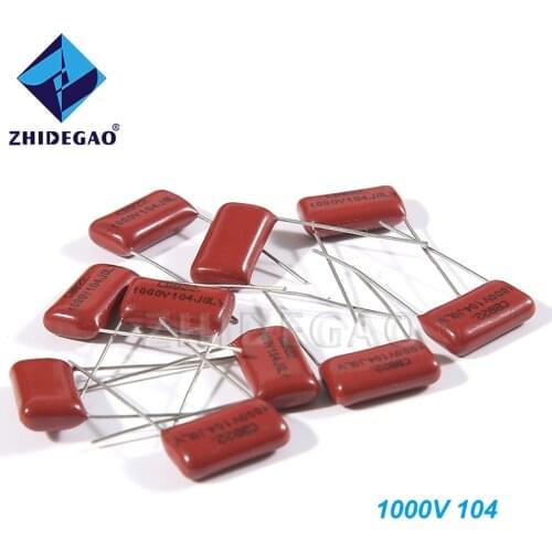 ZHIDEGAO 10PCS 0.1uF 1000V 1KV CBB 104 100NF Polypropylene film capacitor pitch 15mm CBB81 CBB22