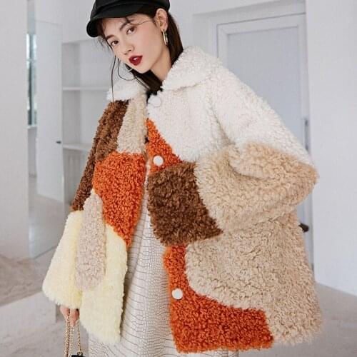 Winter Women High Quality faux lambswool Fur OverCoats Luxury short casual Thick Warm Plus Size female 2019 beige white orange