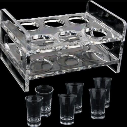 1 Set Clear Acrylic Shot Glass Set 6 Pcs 35ml Shot Glasses & Shot Glass Holder Rack For RV Camper Yacht Motorhome Boat Etc 2019