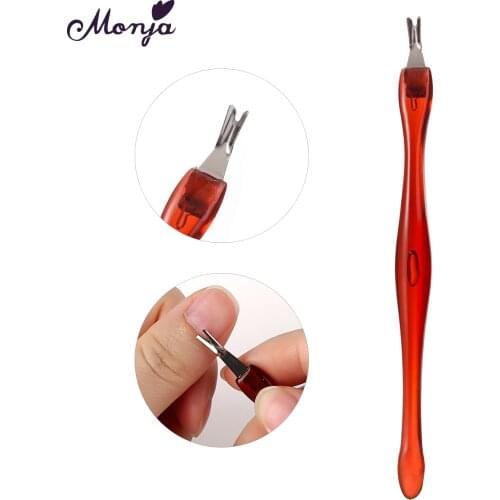 Monja 1 Piece Brown Color Stainless Steel Finger Cuticle Pusher Nail Art Dead Skin Fork Remover Manicure Care Tool