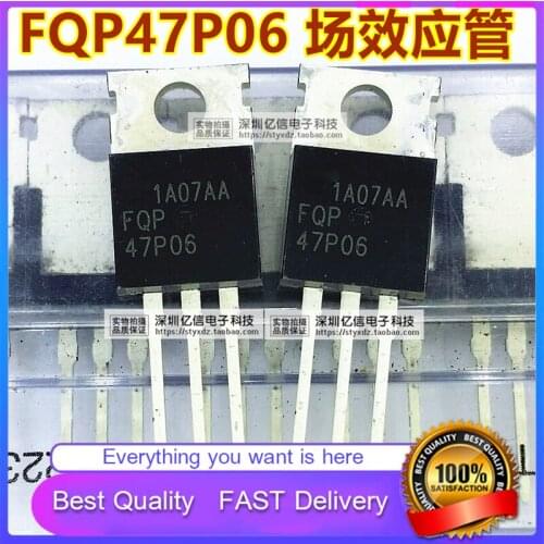 10Pcs/Lot New Original FQP47P06 47P06 60V47A Field Effect MOS TUBE P CHANNEL TO220 DIRECT PLUG PACKAGE Good Quality