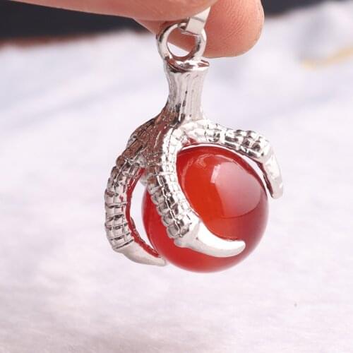12pcs Wholesales Carnelian Necklace Pendant Holding 16mm Ball Beads Natural Stone Crystal Quartz Jewelry Healing Chakra Pendulum