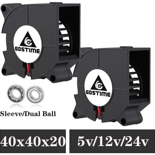 2pcs Gdstime 3D printer fan 40mm 4020 Turbo blower 24V 12V 5V Double ball sleeve Cooling fans 40x40x20mm for 3D printer cooler