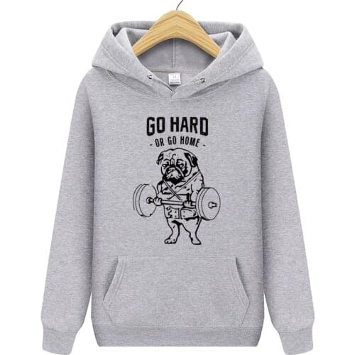 2020 New Men Hoodies Orange Autumn New Weightlifting dog Printing Cotton Casual Sweatshirts Men/Women Hoodies Sweatshirts